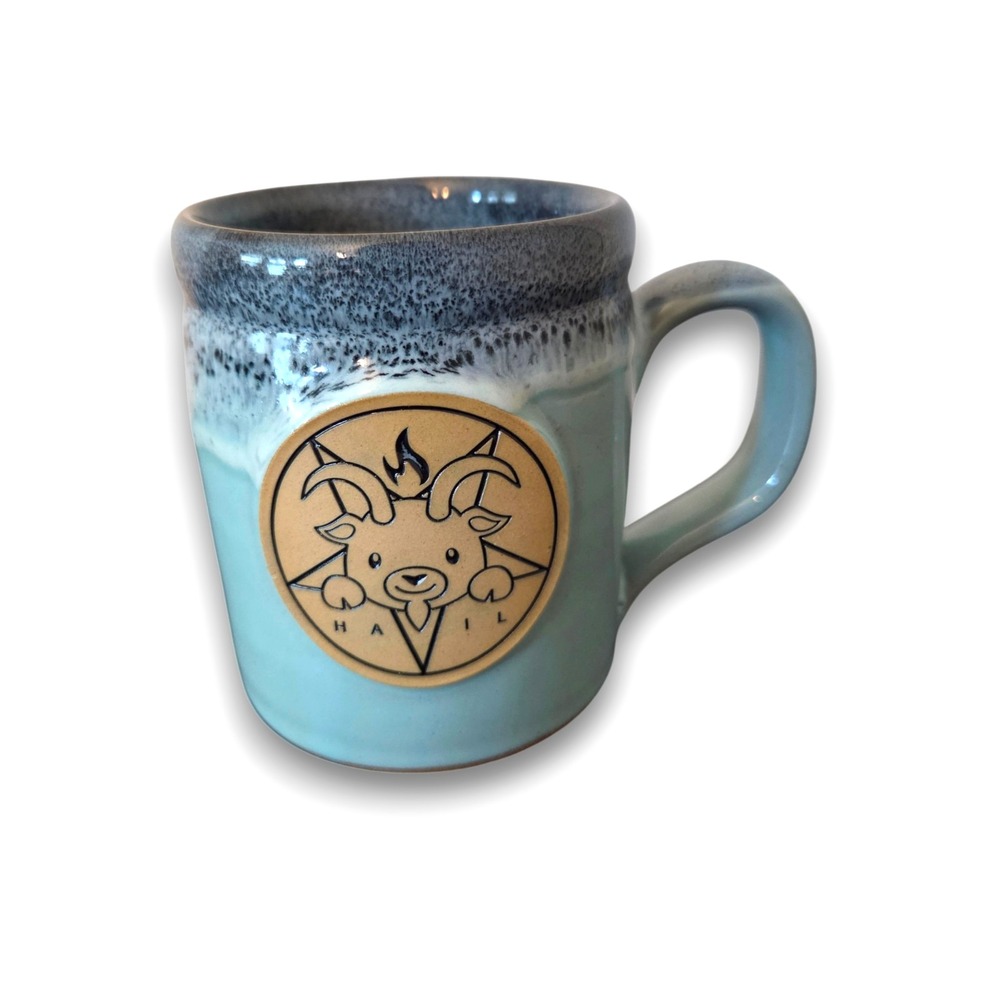 New 2026 Deneen Pottery Mug Blue Pentagram Baphomet The Satanic Temple TST